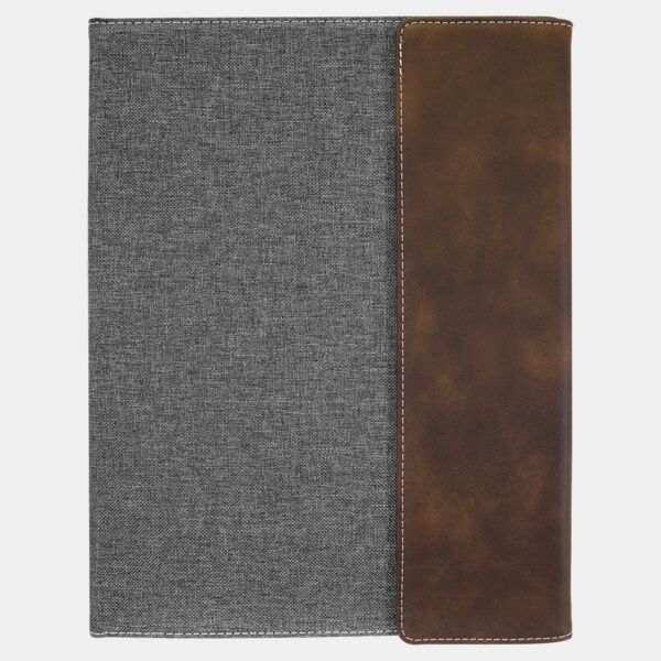 Rustic/Silver Leatherette / Gray Canvas Portfolio with Notepad Thumbnail